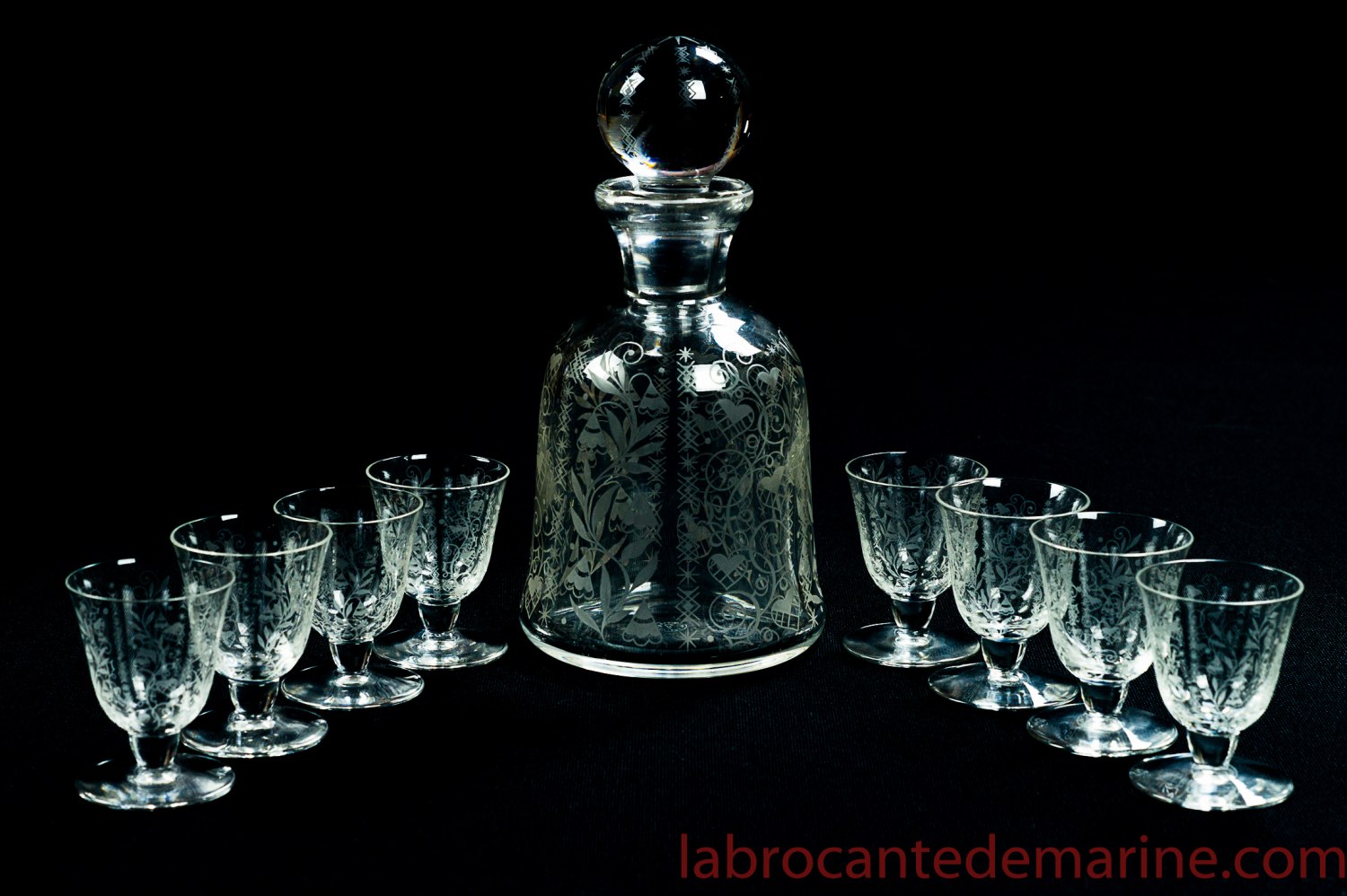 Service à Liqueur Baccarat / Saint-Louis - 2 Carafes Et 10 Verres Sur Plateau - Fabriqué En France