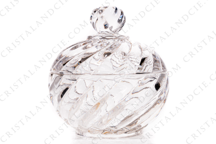 Boite à poudre à bouton en cristal de Baccarat modèle Bambous Tors