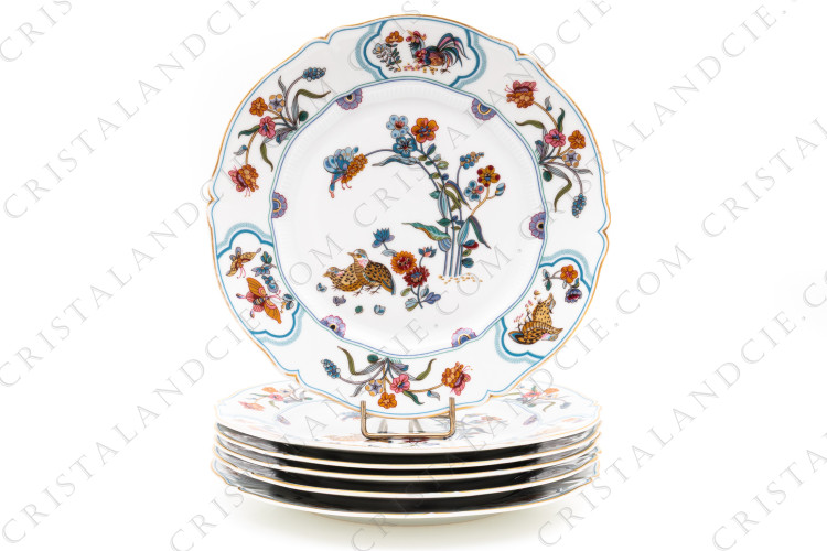 Six dessert plates Golden Quails by Haviland