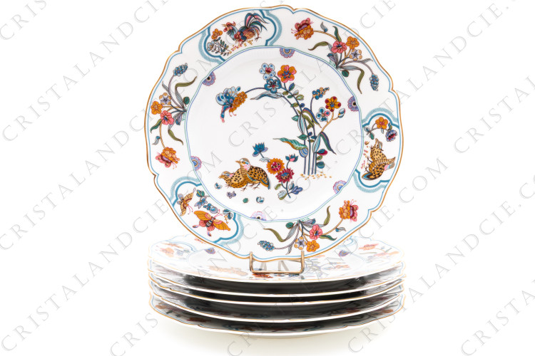 Six dinner plates Golden Quails by Haviland