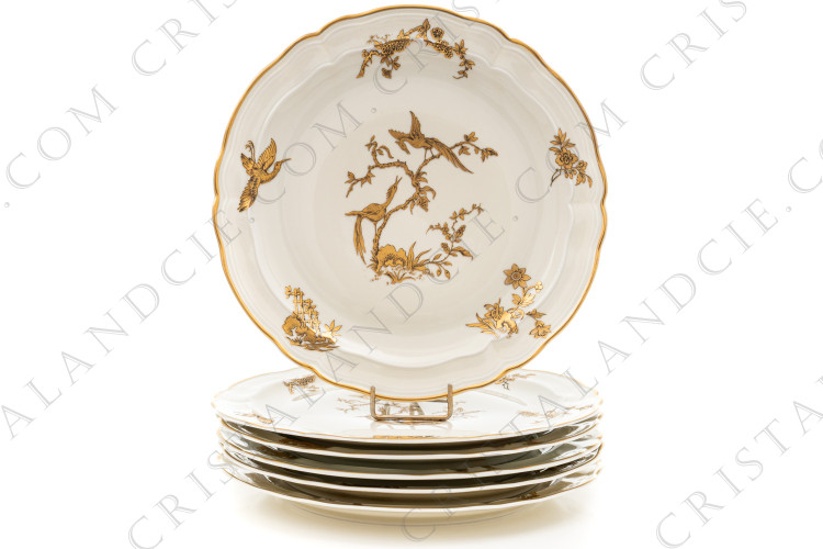 Six assiettes plates Reine Elisabeth par Bernardaud
