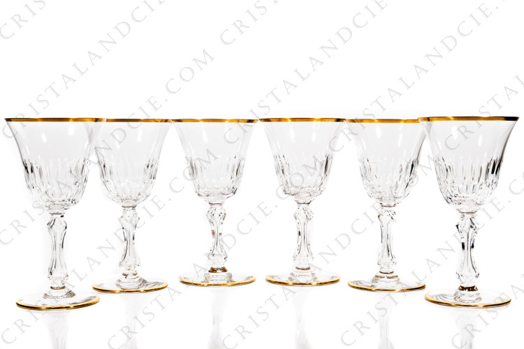 Six verres à vin n°3 Lozère B or par Saint-Louis