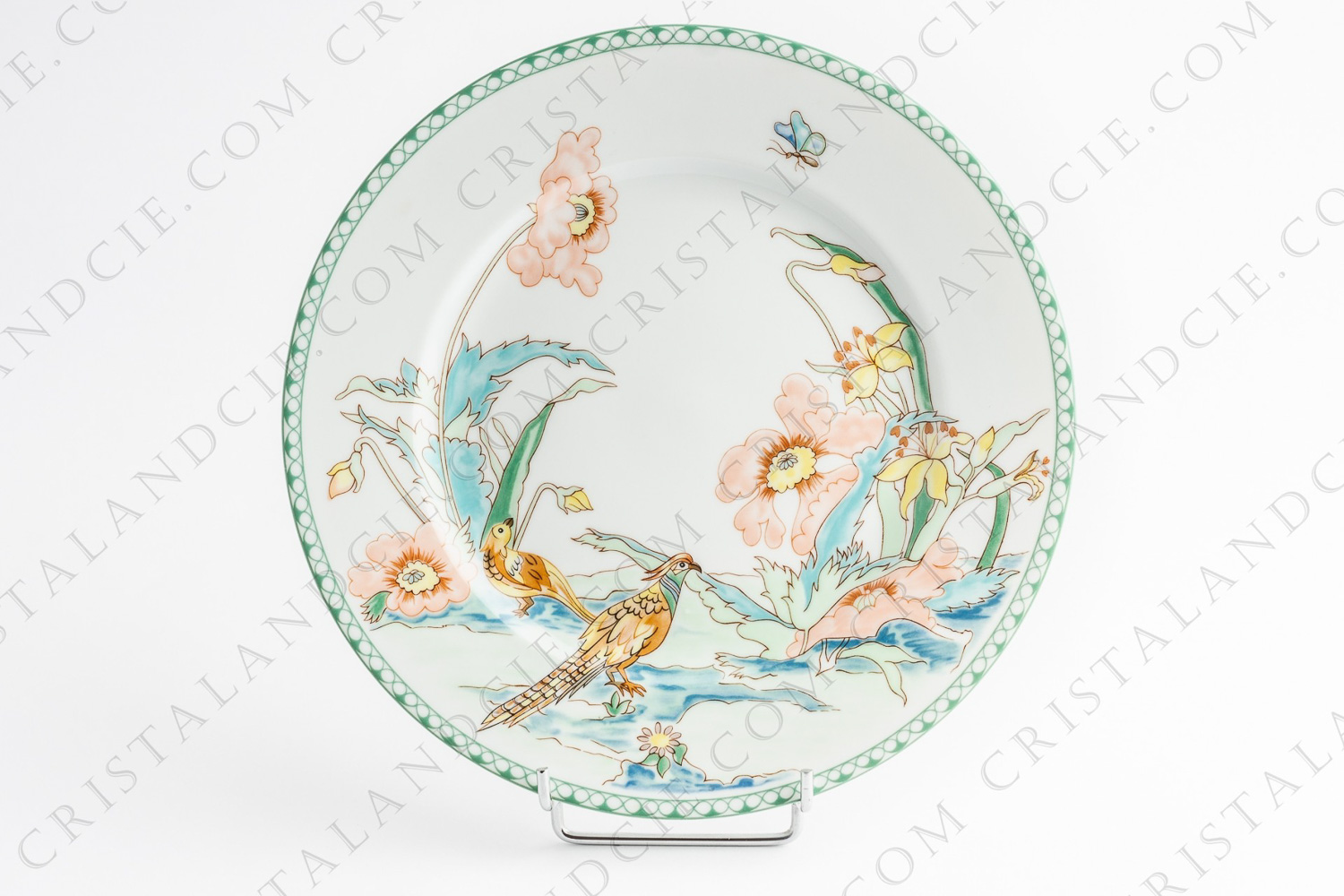 Assiette en porcelaine de Limoges de la maison Haviland à décor de faisans entourés de pavots photo-1