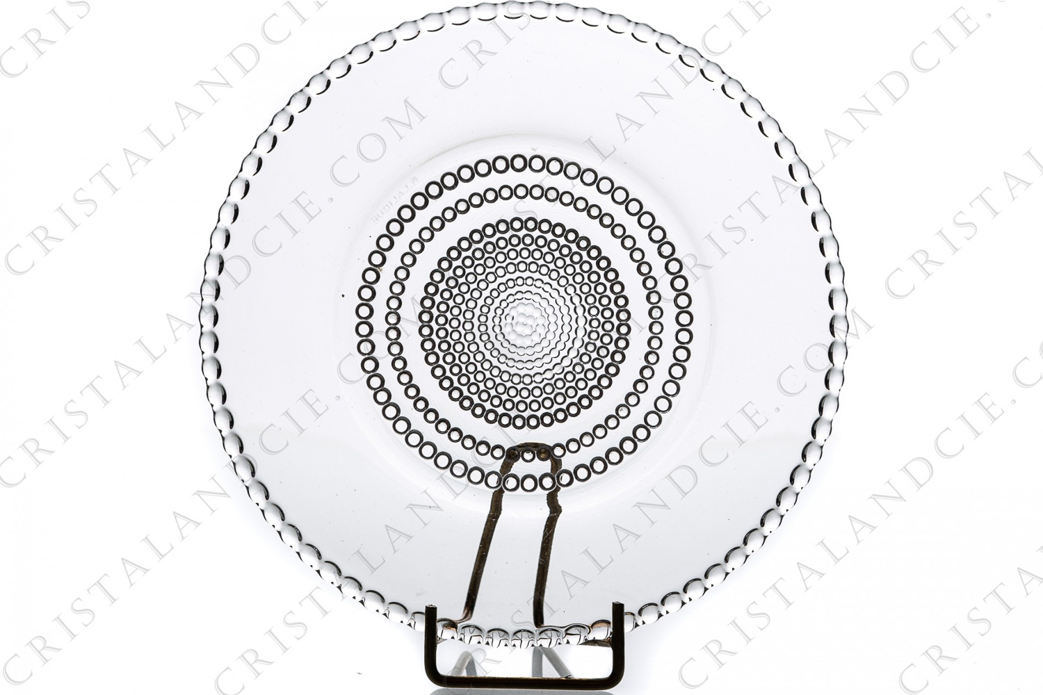 Dessert plate in molded glass by Lalique pattern Nippon decorated with pearls circles photo-1