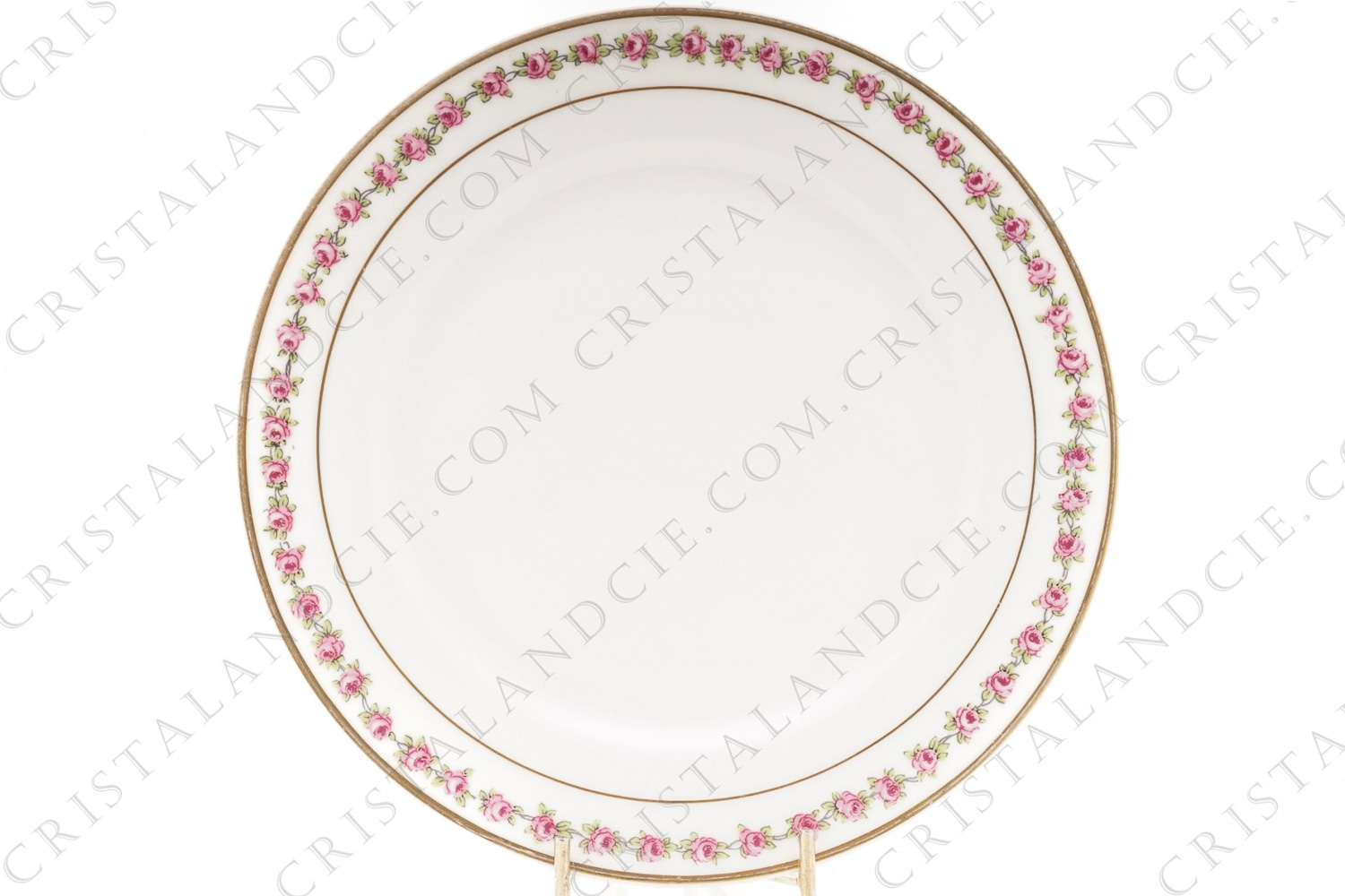 Assiette à pain en porcelaine de Limoges de la maison Théodore Haviland ornée d une frise de roses et de filets or photo-1