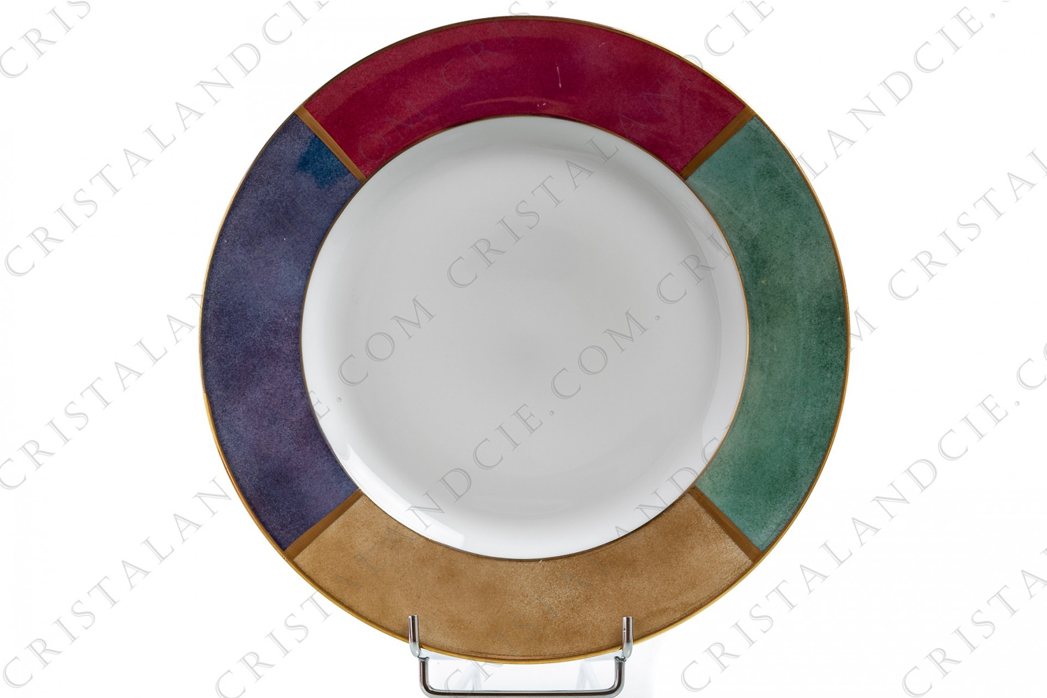 Demonstration dinner plate in Limoges china by Puiforcat pattern Les Nacrés hand painted by the china decorator Martha Rahm photo-1