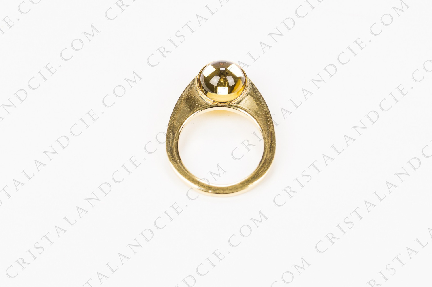 Bague en cristal jaune de lalique à monture plaquée or photo-1