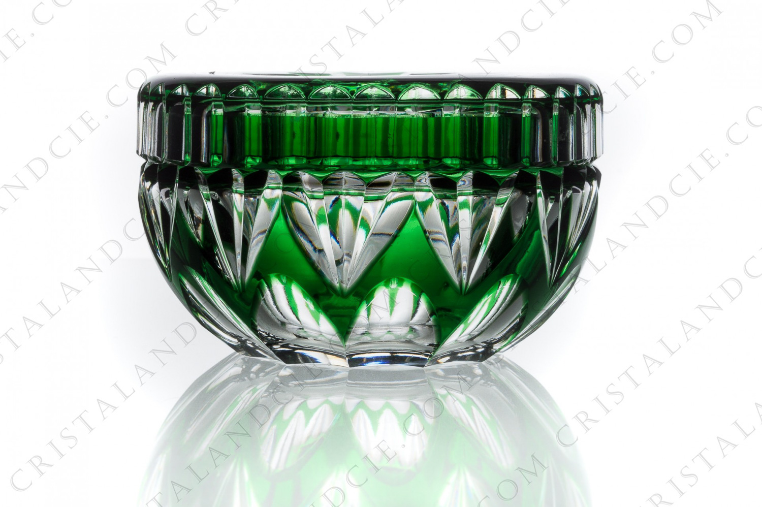 Powder box in green double layer crystal by Saint-Louis with an important cut pattern photo-1
