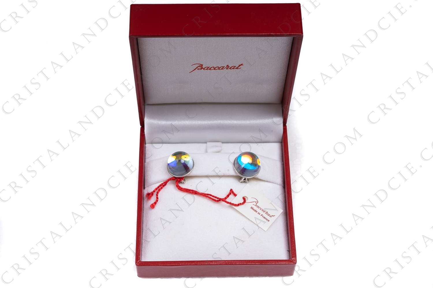 Pair of clips earrings in crystal by Baccarat pattern Eclipse iridescent photo-1