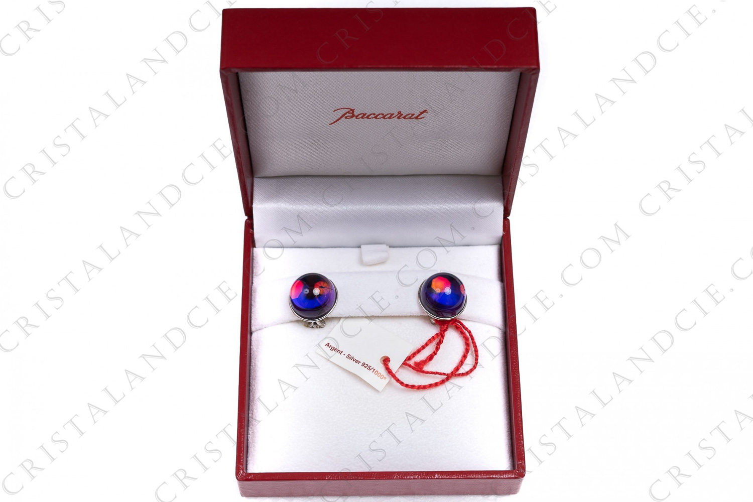 Pair of clips earrings in crystal by Baccarat pattern Eclipse purple photo-1