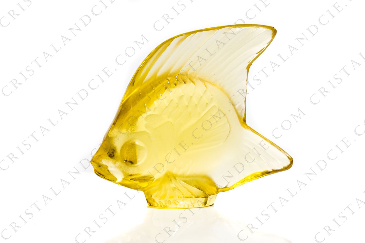 Seal in crystal by Lalique pattern Poisson yellow photo-1