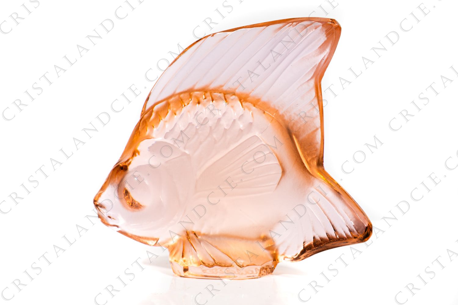 Seal in crystal by Lalique pattern Poisson orange photo-1