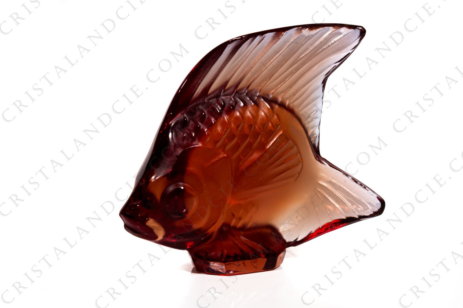 Seal in crystal by Lalique pattern Poisson red photo-1