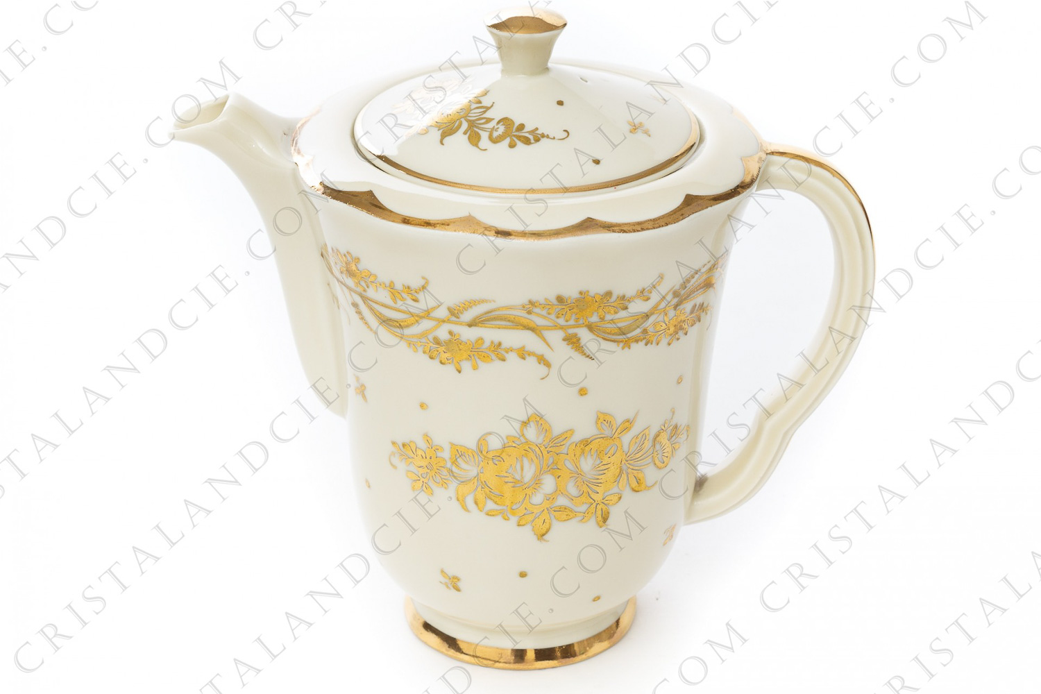 Cafetière en porcelaine de Limoges de la maison Haviland orné de fleurs or peintes à la main photo-1