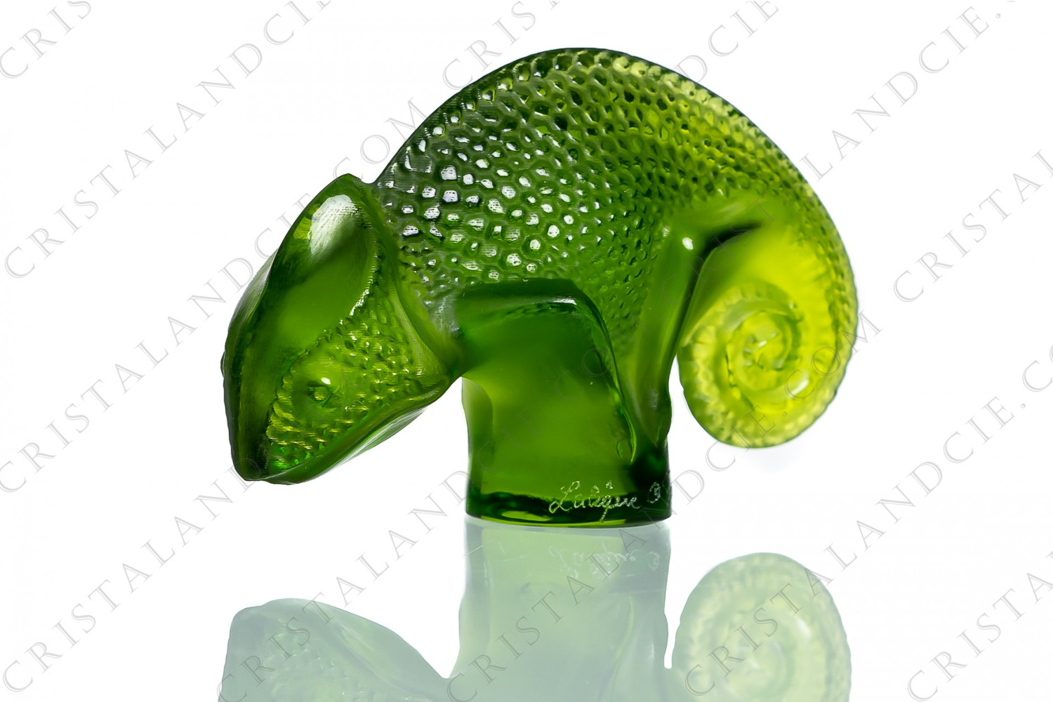 Caméléon en cristal vert clair et dépoli de Lalique photo-1