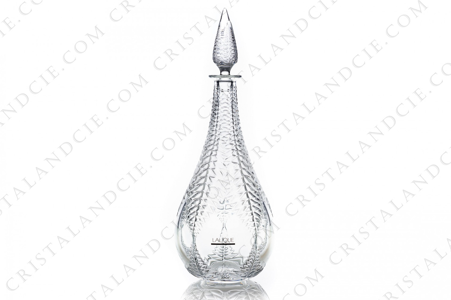 Carafe en cristal clair et dépoli de Lalique modèle Acadia Millésimée 00 à décor de feuillages photo-1
