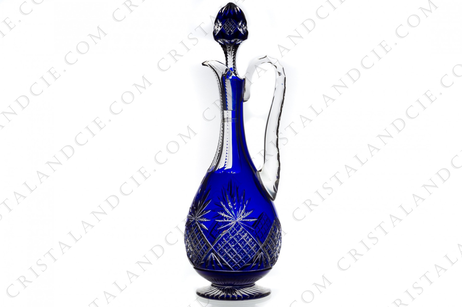 Decanter in blue double layer crystal by Saint-Louis with an important cut pattern photo-1