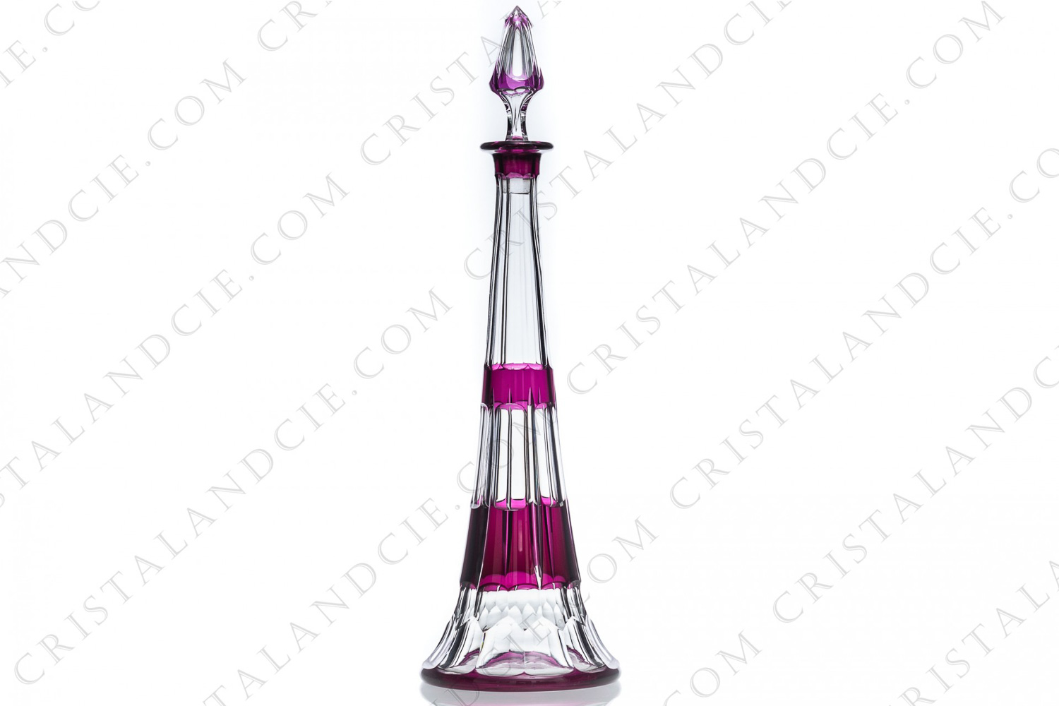 Decanter in amethyst double layer crystal by Val Saint-Lambert pattern Eiffel with a cut pattern photo-1