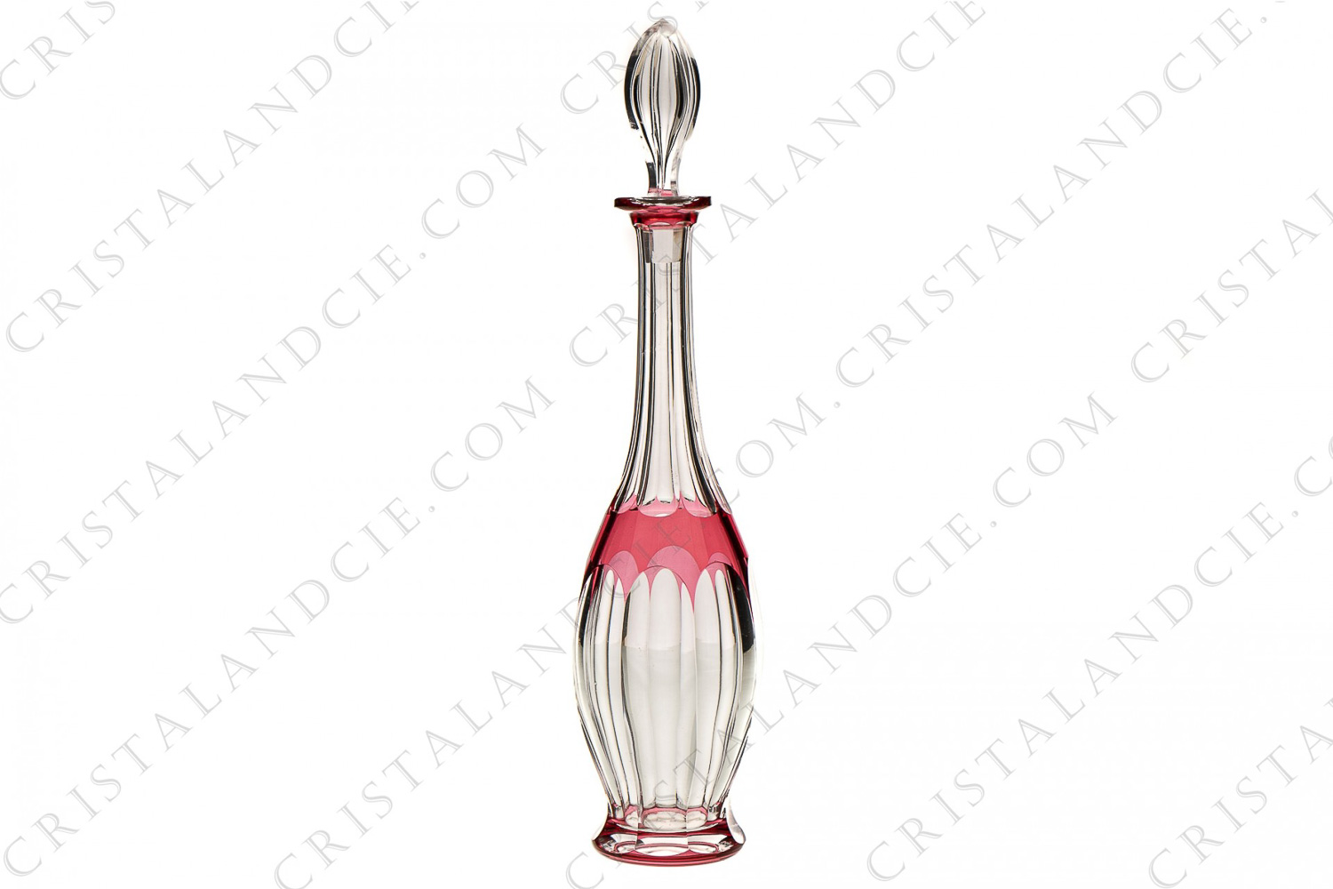 Carafe à liqueur en cristal doubles couches rouge de Saint-Louis à décor taillé photo-1