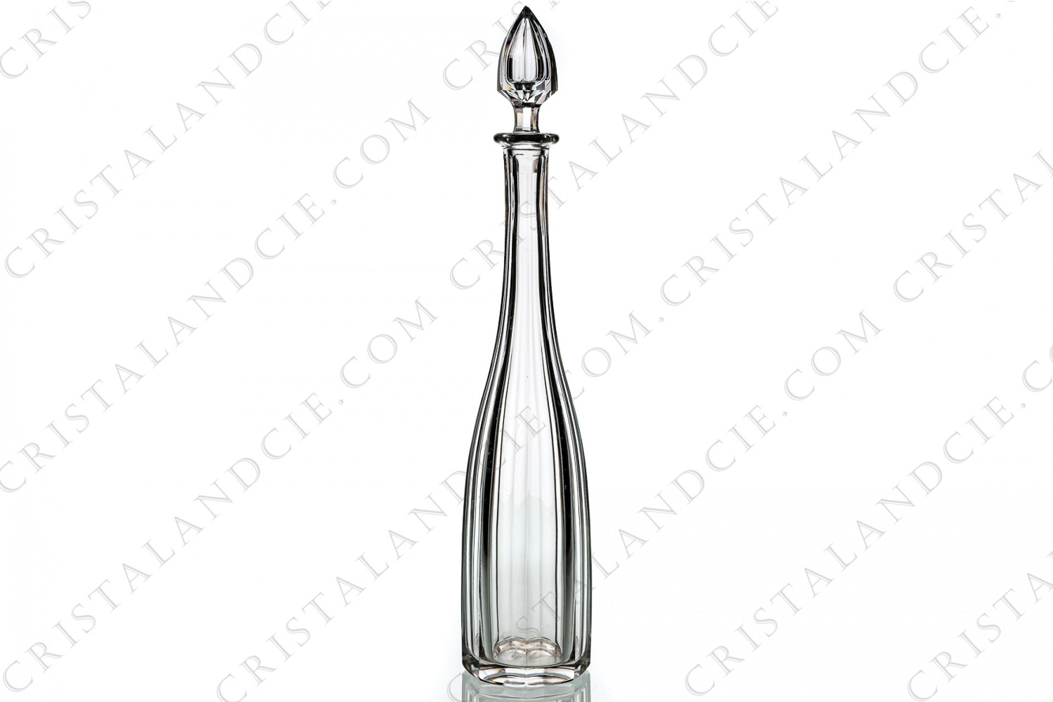 Decanter shape bottle in crystal by Baccarat pattern Malmaison decorated with flatcut photo-1