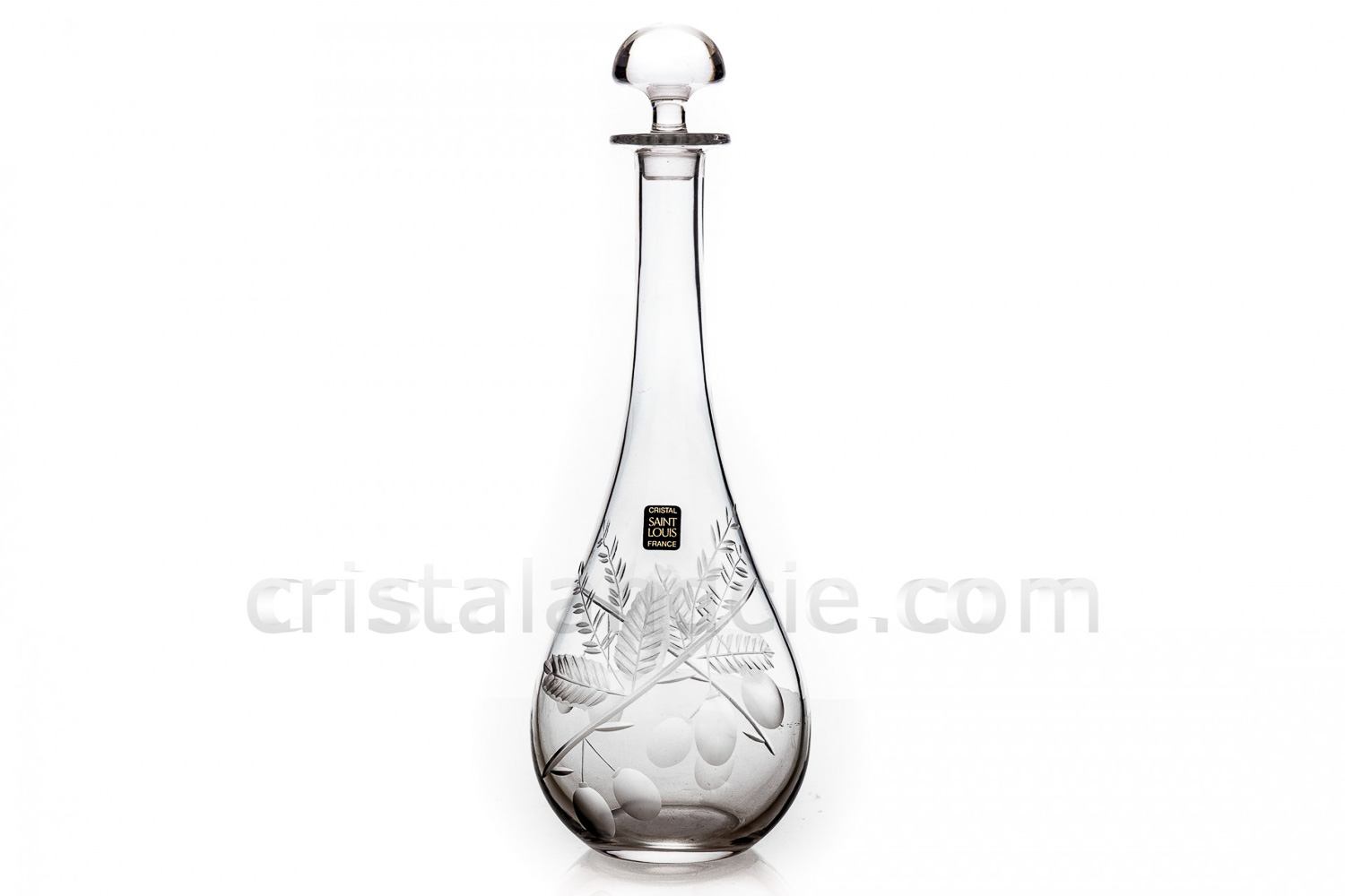 Decanter in crystal by Saint-Louis with a cut pattern of cherry plum photo-1
