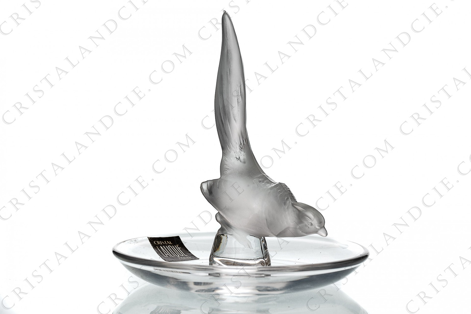 Cendrier en cristal de Lalique modèle Faisan présentant un faisan la tête basse et la queue relevée photo-1