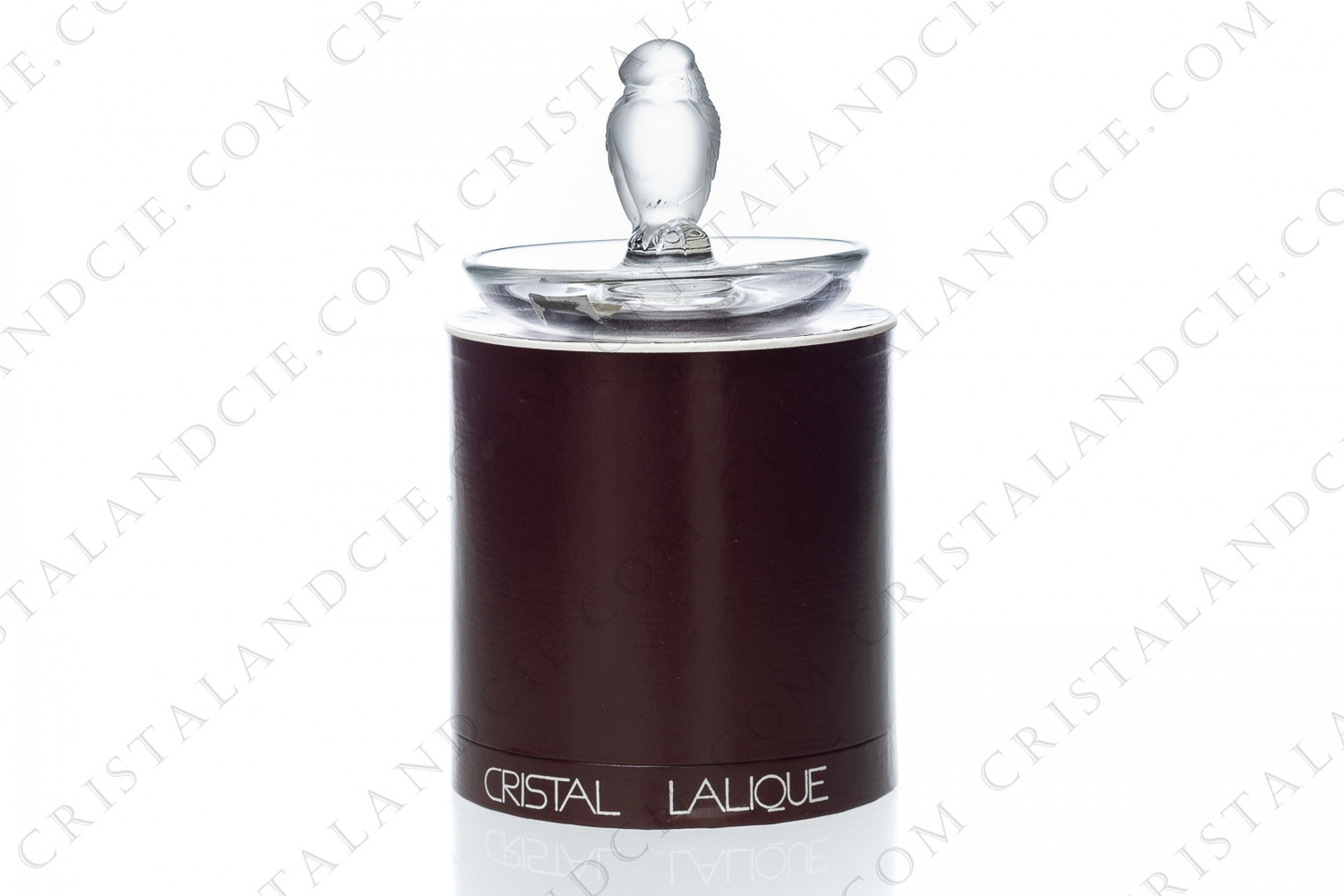 Ashtray in crystal by Lalique pattern Rapace, with a bowl in clear crystal and the raptor in frosted crystal photo-1