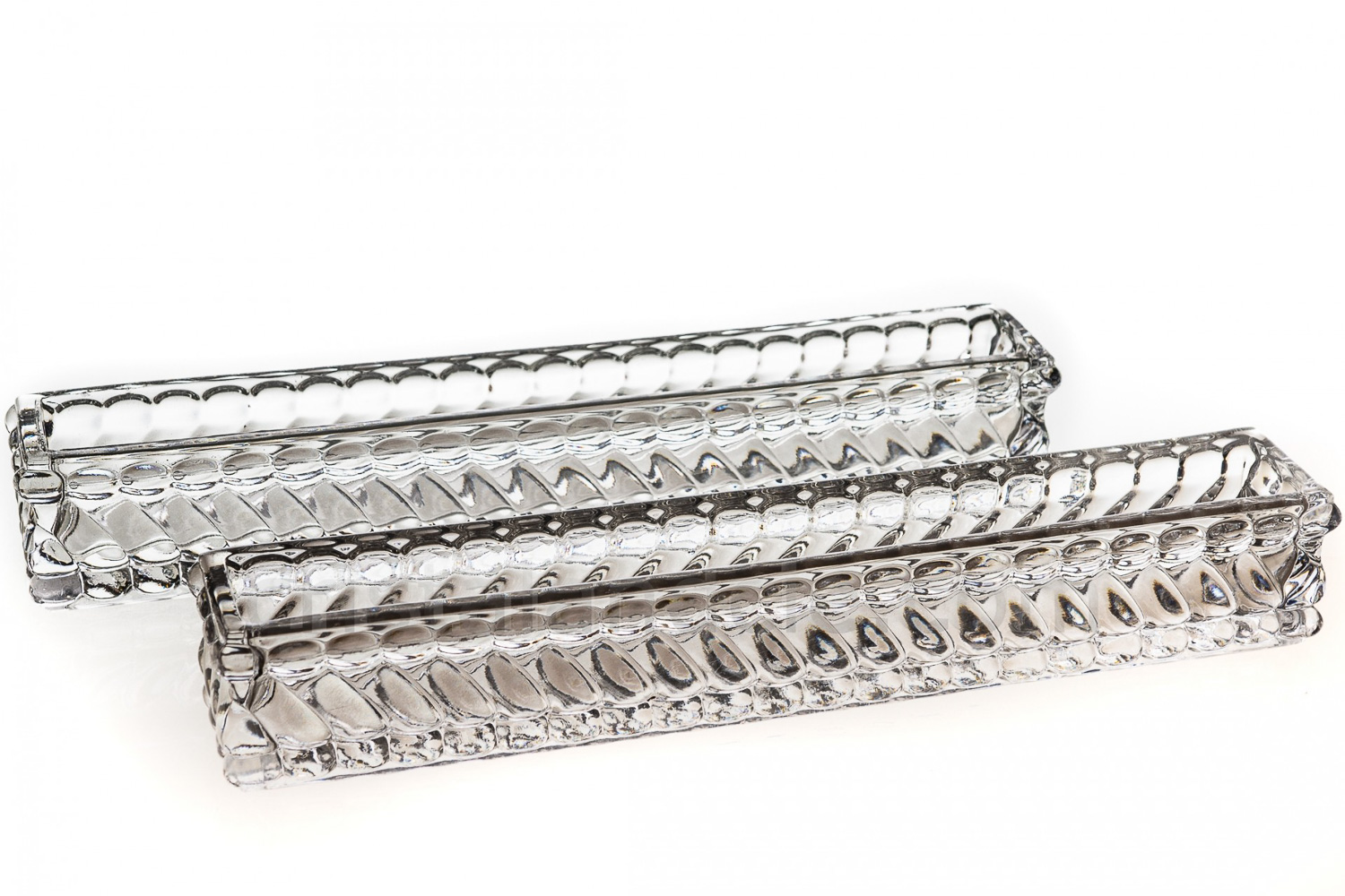 Pair of straight pieces of table centerpiece in crystal by Baccarat pattern Swirl photo-1