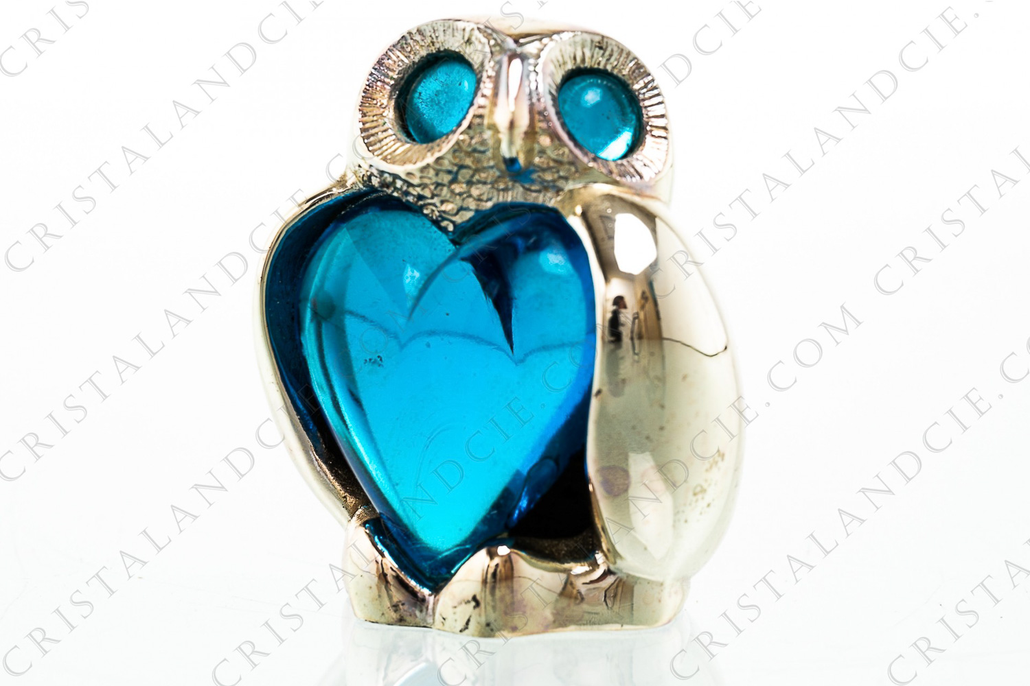 Owl in plated silver and blue cabochons by Christofle photo-1