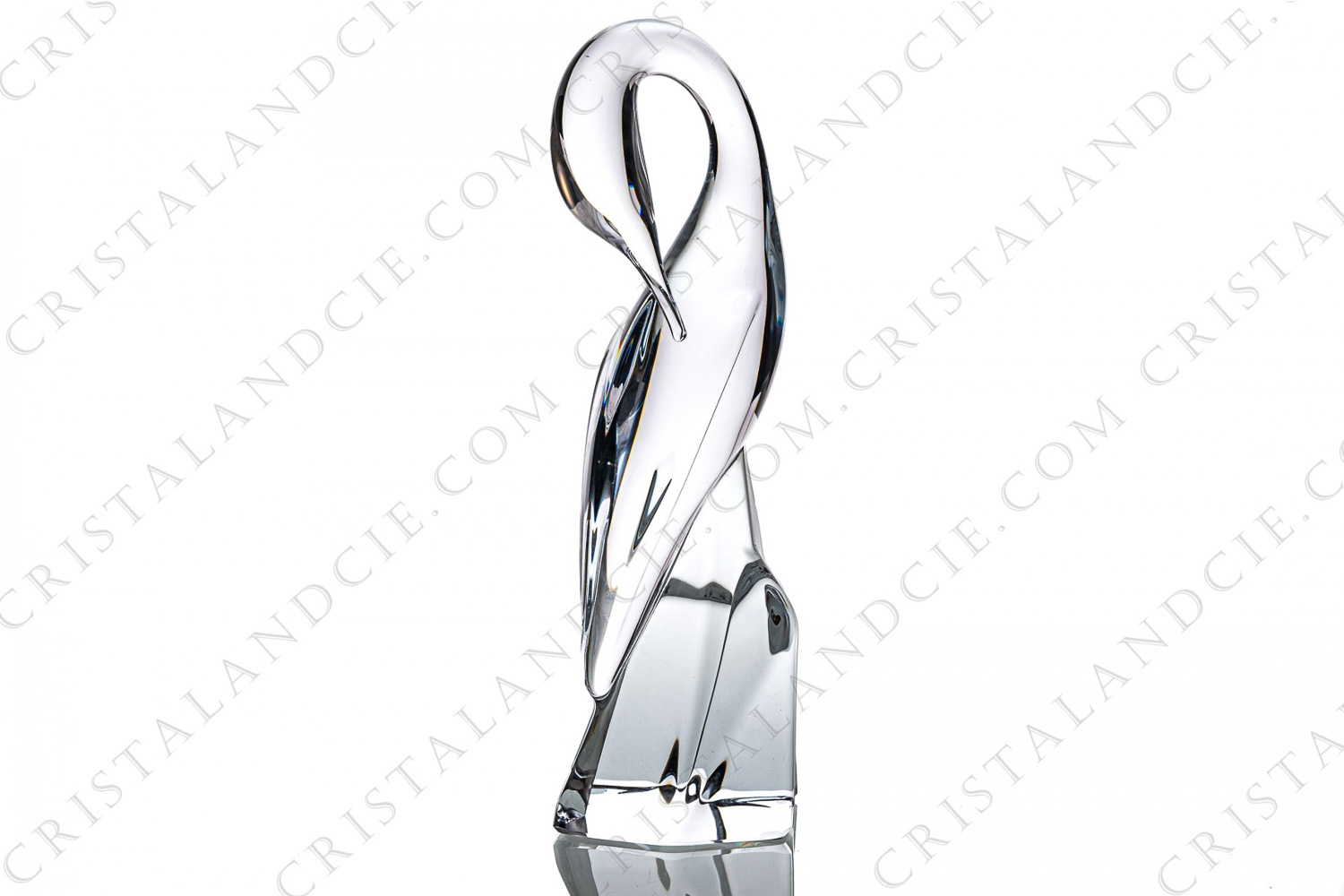 Stork in crystal by Daum perched on a rock photo-1