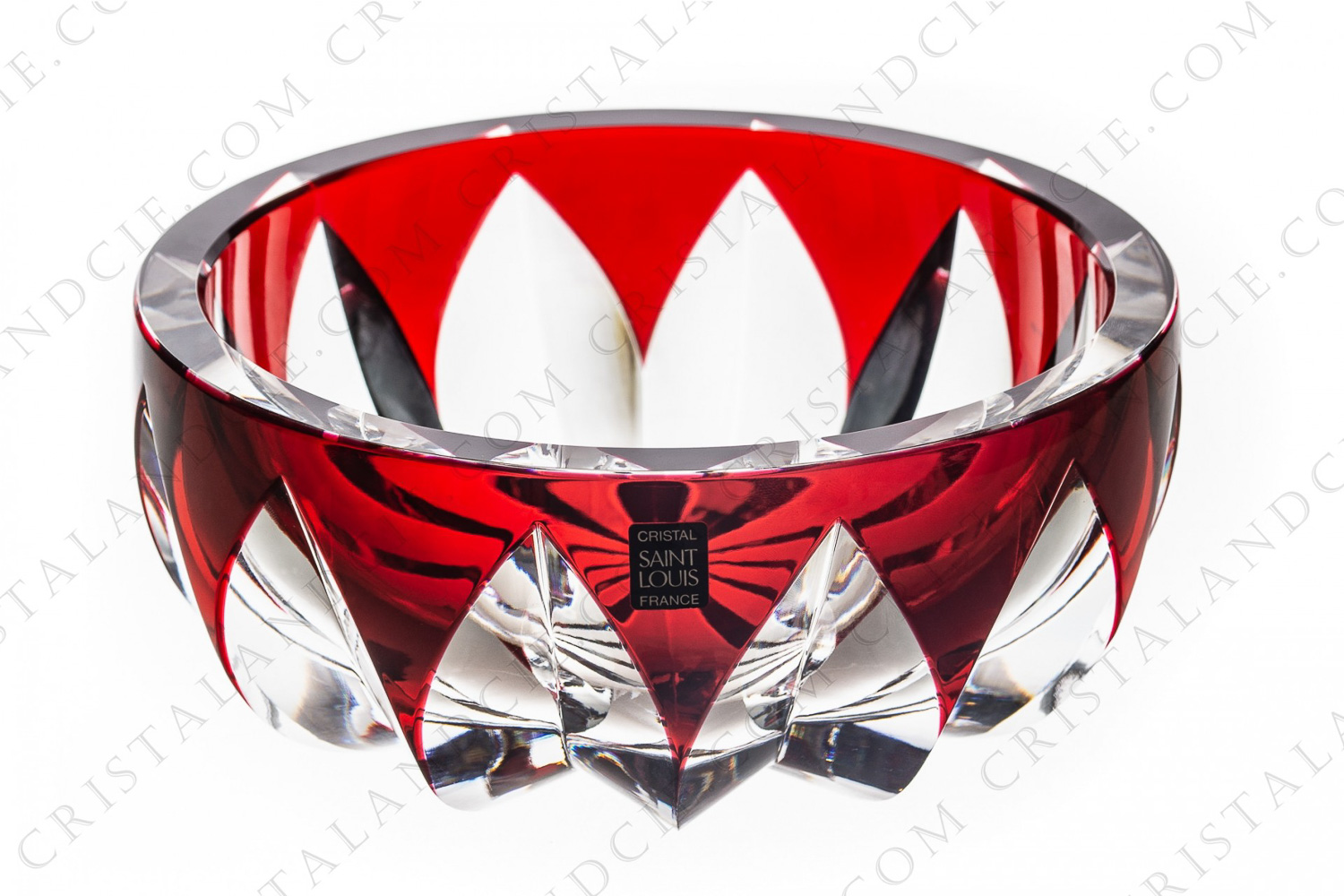 Coupe en cristal double-couches rouge de Saint-Louis modèle Blois ornée de biseaux taillés photo-1