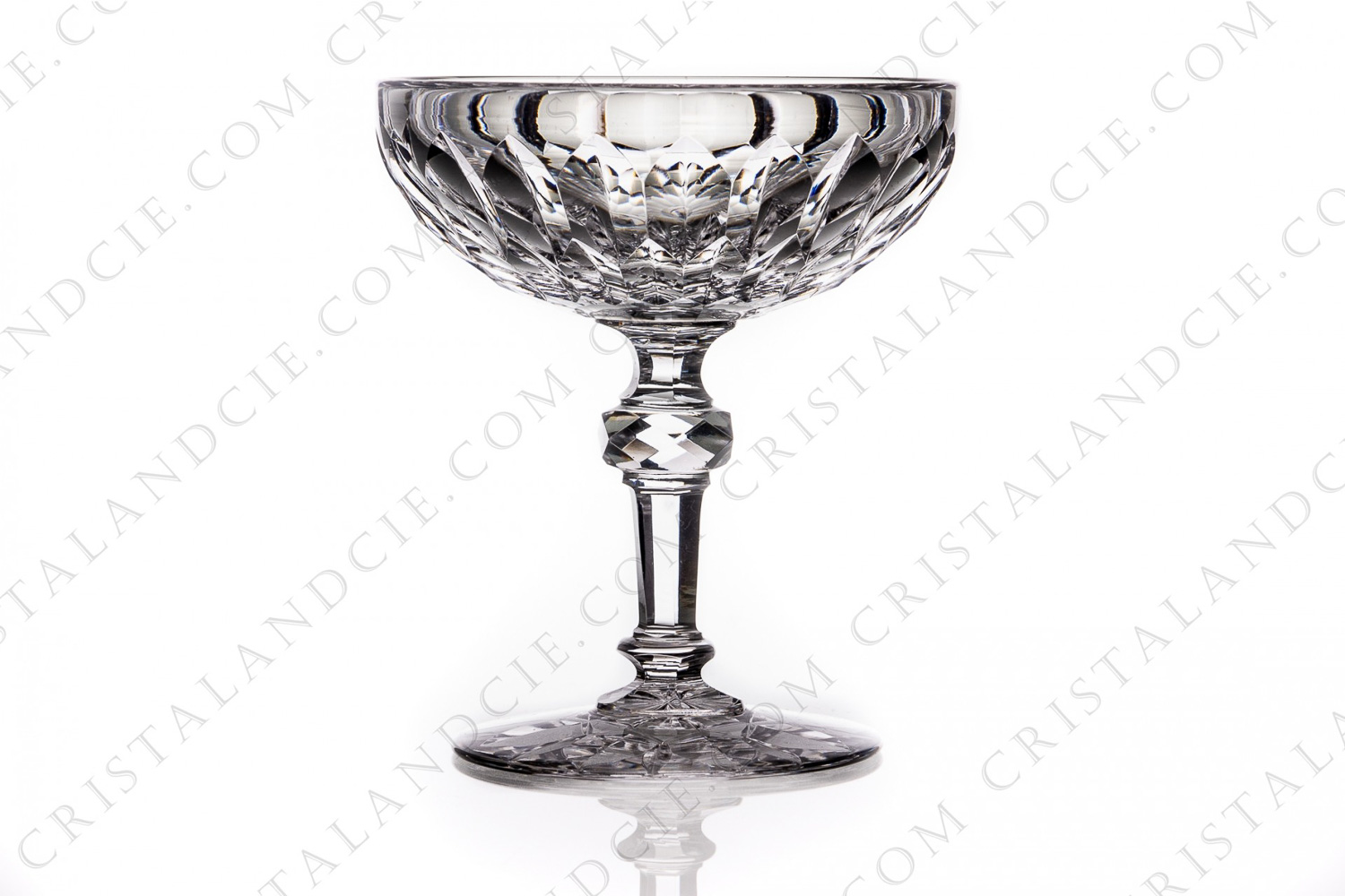 Champagne saucer in crystal by Baccarat pattern Juvisy with an important cur pattern photo-1