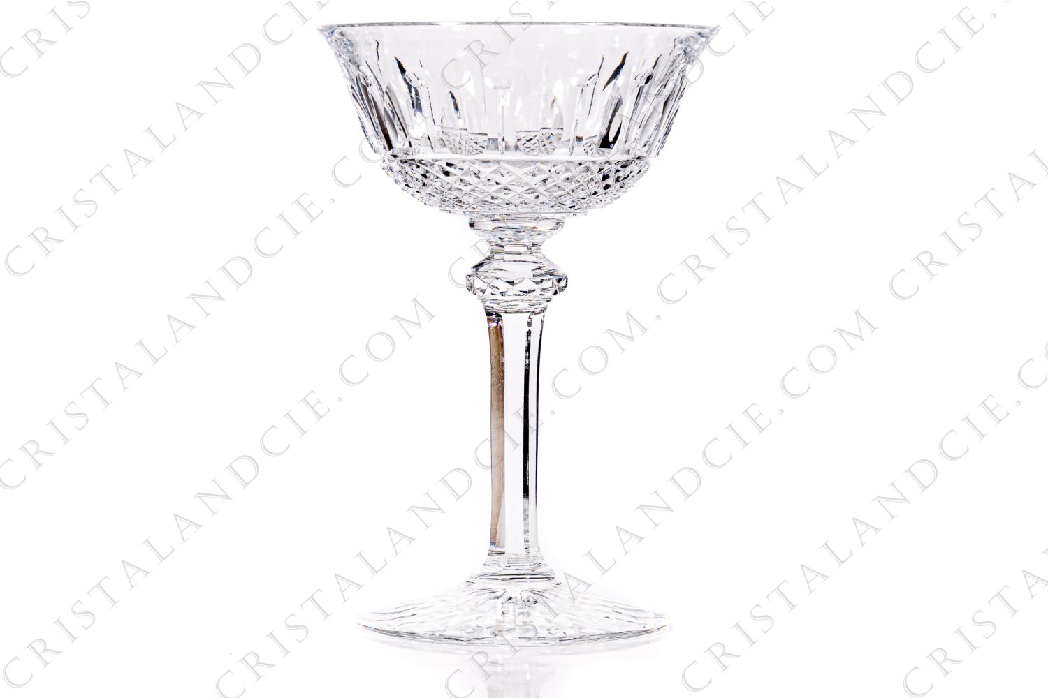 Champagne saucer in crystal by Saint-Louis pattern Tommy with an important cut pattern photo-1