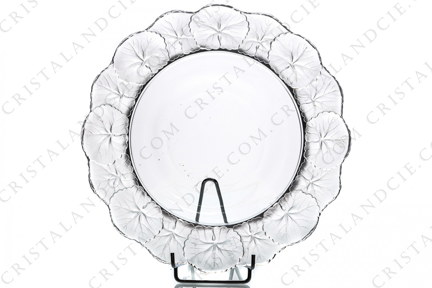 Coupe en cristal de Lalique modèle Honfleur à décor de feuilles dépolies photo-1