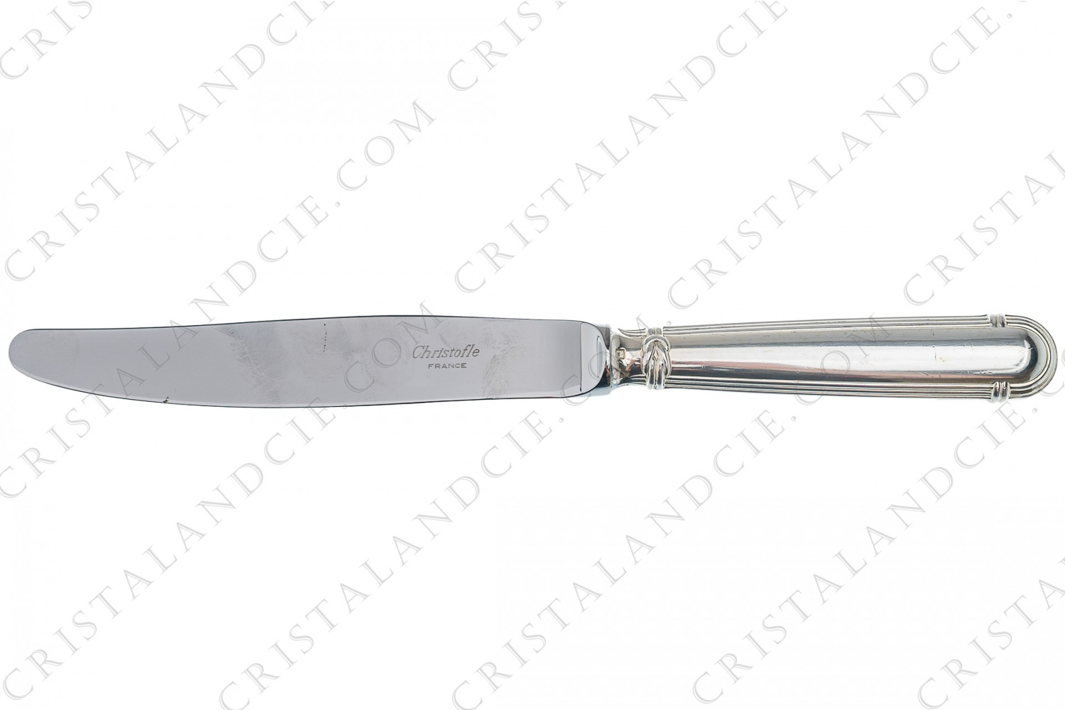Couteau de table en métal argenté de la maison Christofle modèle Océana orné de filets et d un nœud photo-1