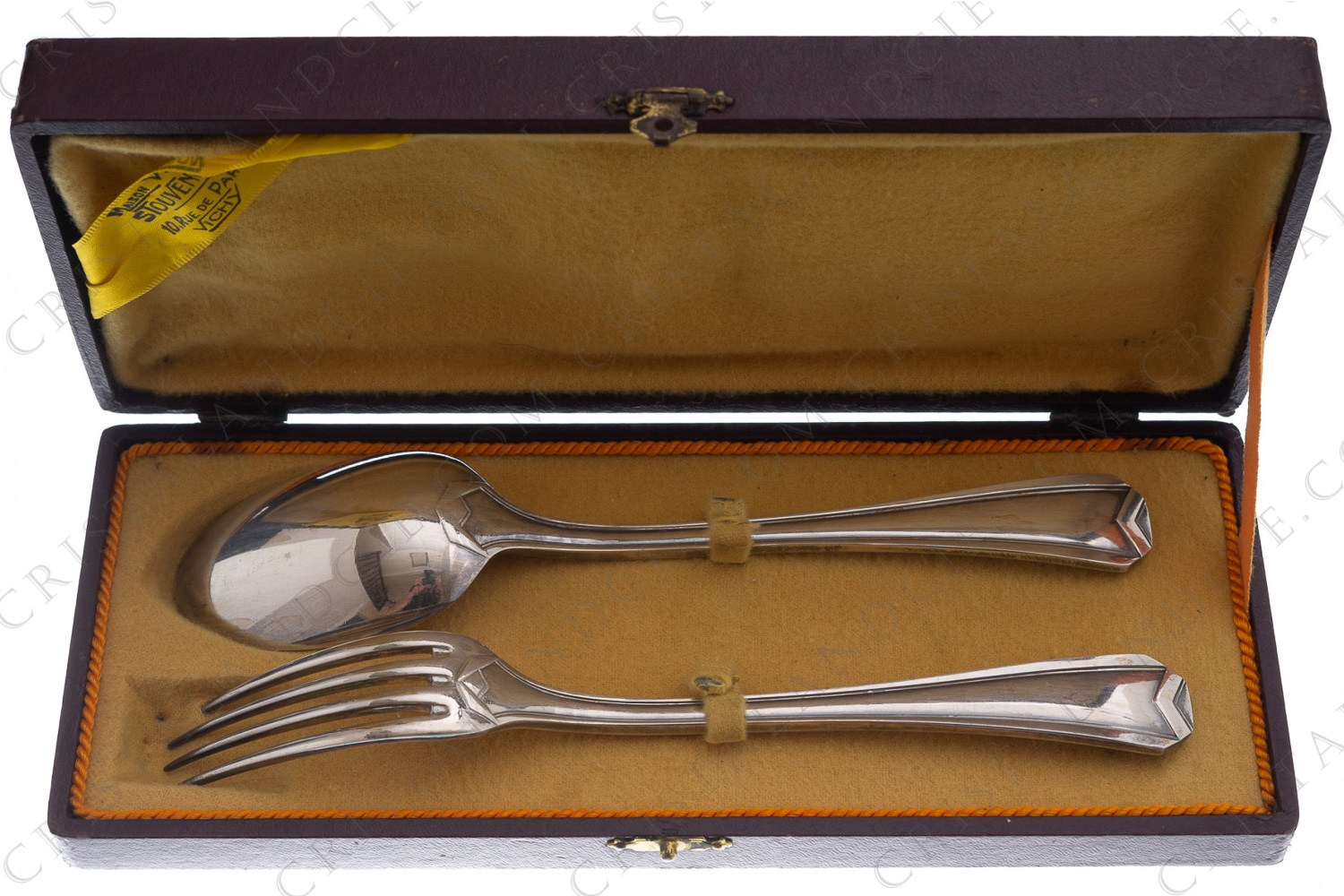 Flatware in plated silver by Christofle pattern Chevrons with an Art Deco pattern, decorated with stripes and rafters photo-1