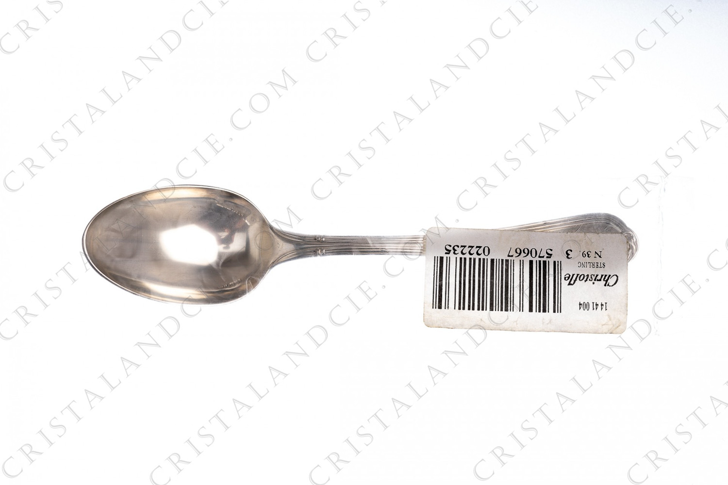 Coffee spoon in Sterling silver by Christofle pattern Océana decorated with borders and node photo-1