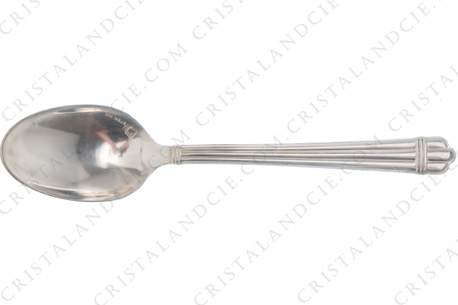 Moka spoon in sterling silver by Christofle pattern Aria, with a ribbed handle photo-1