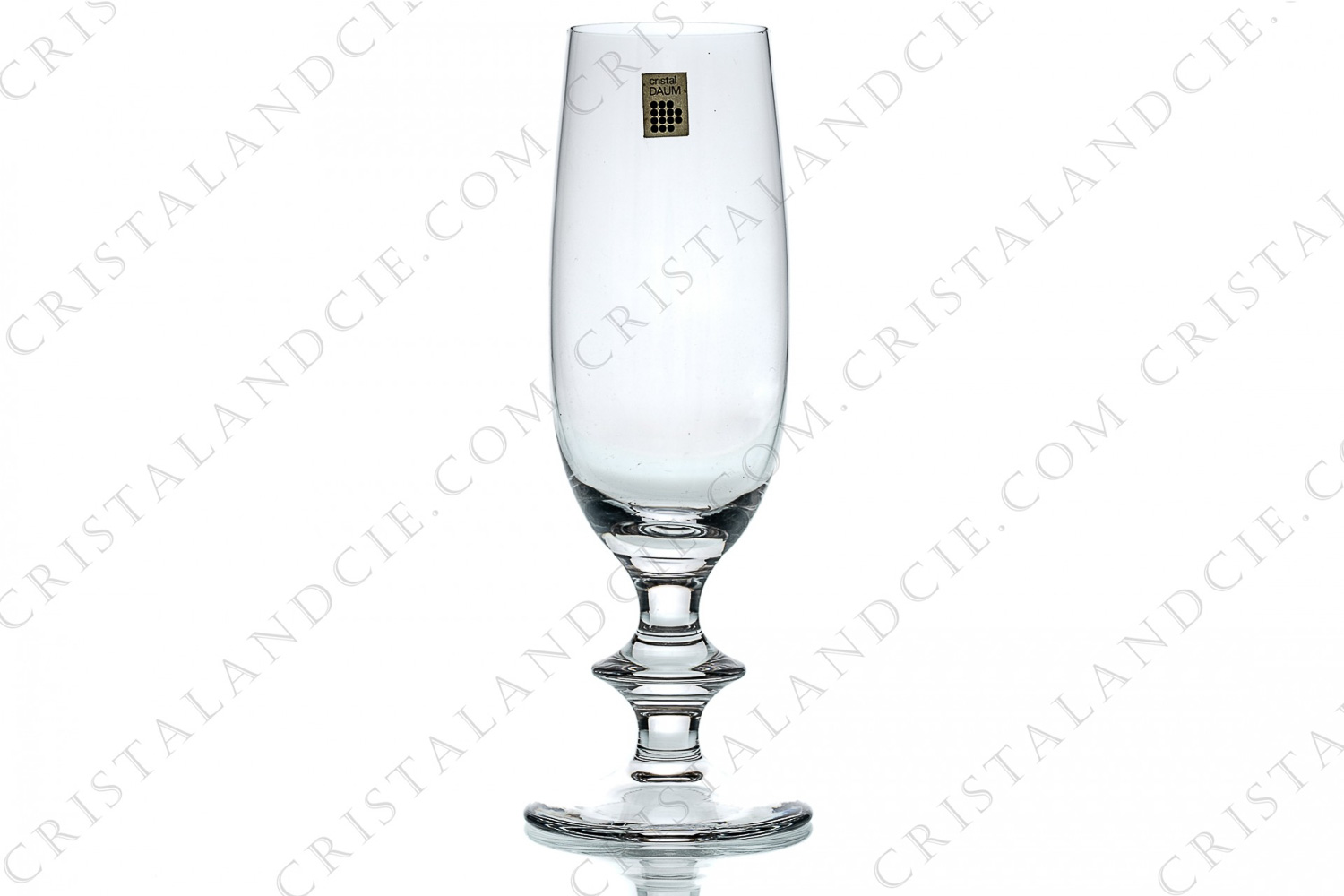 Flûte à Champagne en cristal de Daum modèle Beaune orné d une bague sur la jambe photo-1