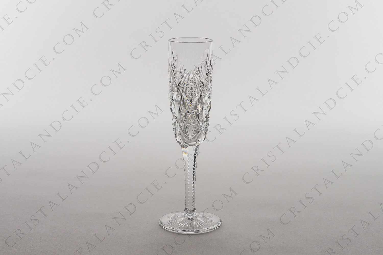 Champagne flute in crystal by Saint-Louis pattern Florence with an important carved décor on the belly and the foot photo-1