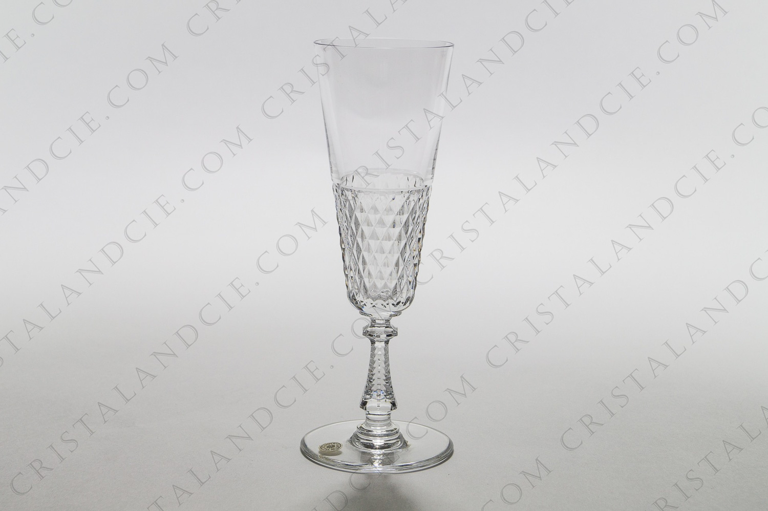 Flûte à Champagne en cristal de Val Saint-Lambert modèle Heidelberg diamant à décor taillé photo-1