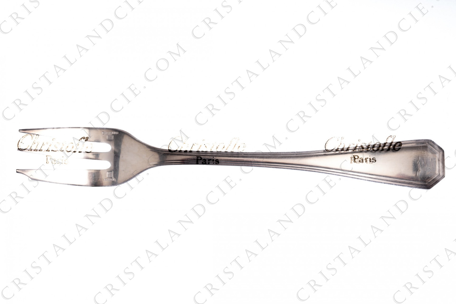 Fourchette à gâteaux en métal argenté de Christofle modèle America, orné de filets photo-1