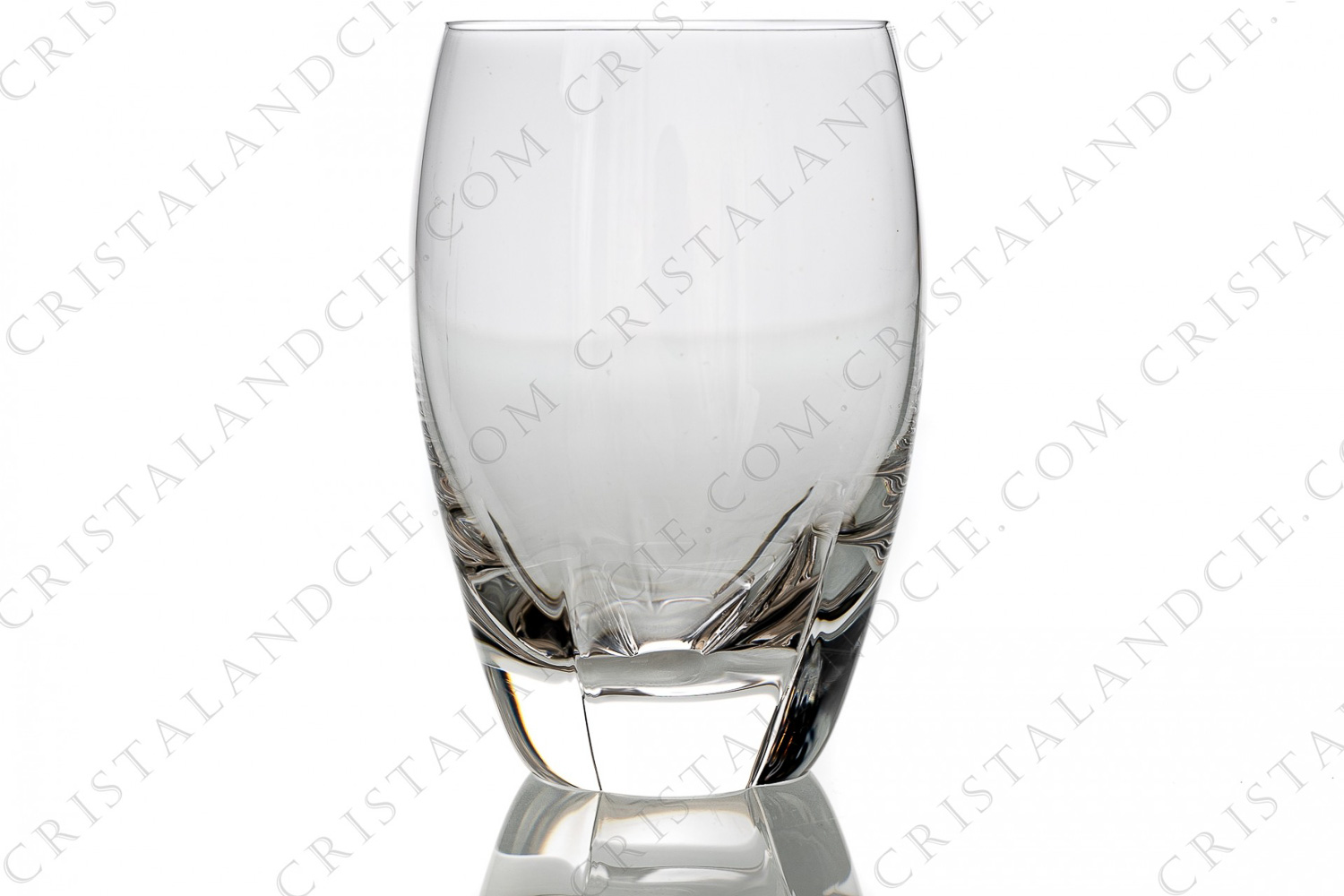 Water tumbler in crystal by Lalique pattern Highlands, bottom as a corolla photo-1