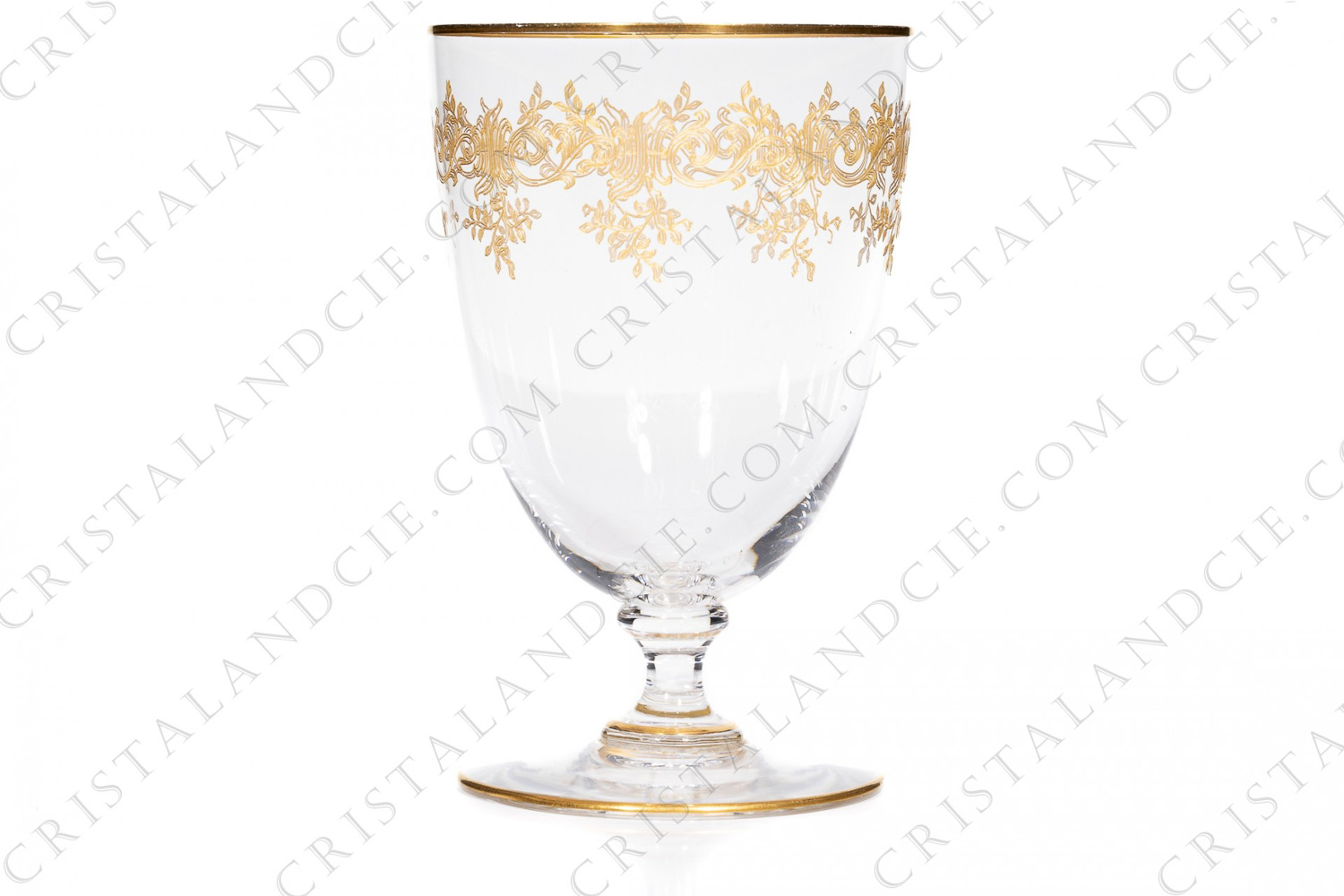 Footed tumbler in crystal by Baccarat pattern Recamier with a gold inlays engraved pattern of arabesques photo-1