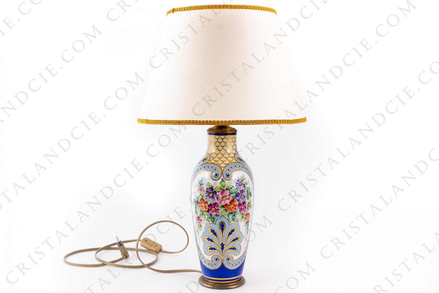 Lamp in china of Limoges handpainted by M photo-1