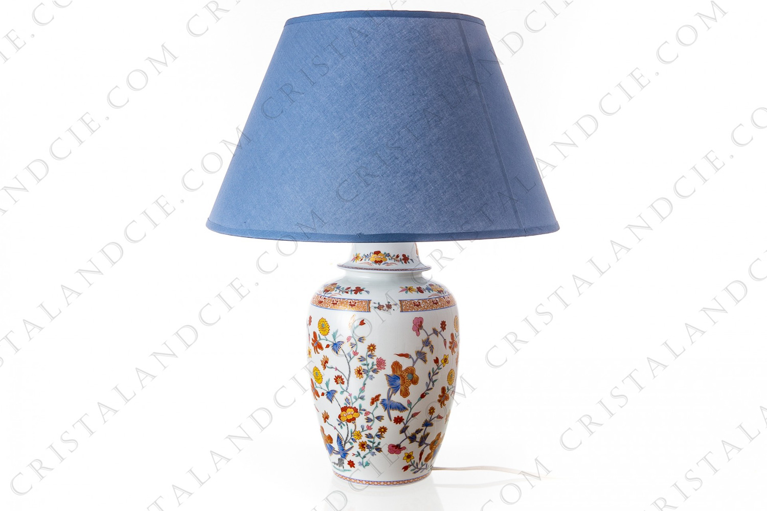Lamp in china of Limoges by Bernardaud pattern Pondichery decorated with polychromes and gold flowers photo-1