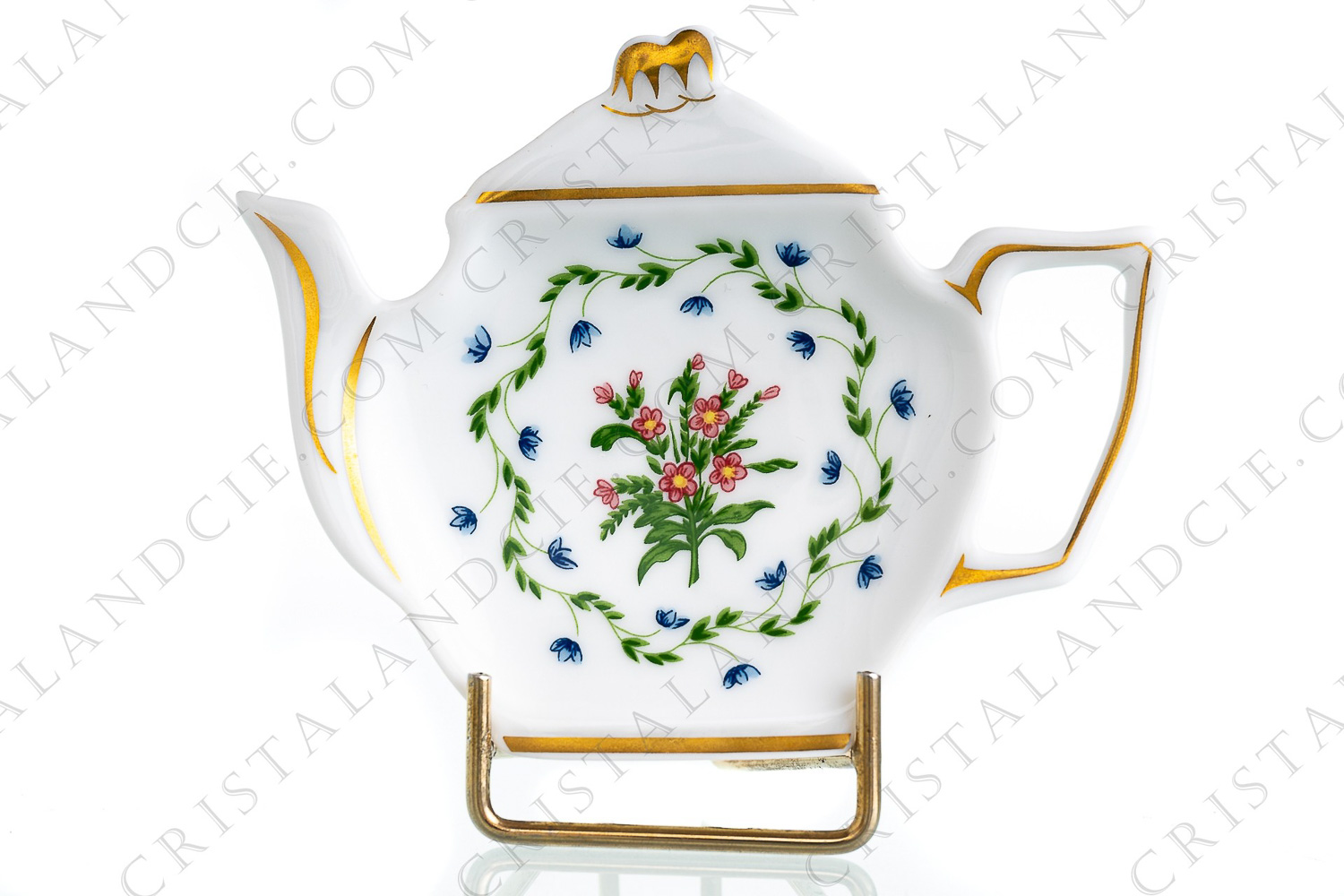 Tea bag holder in Limoges china by Raynnaud pattern La Fayette, decorated with a bouquet of flowers photo-1