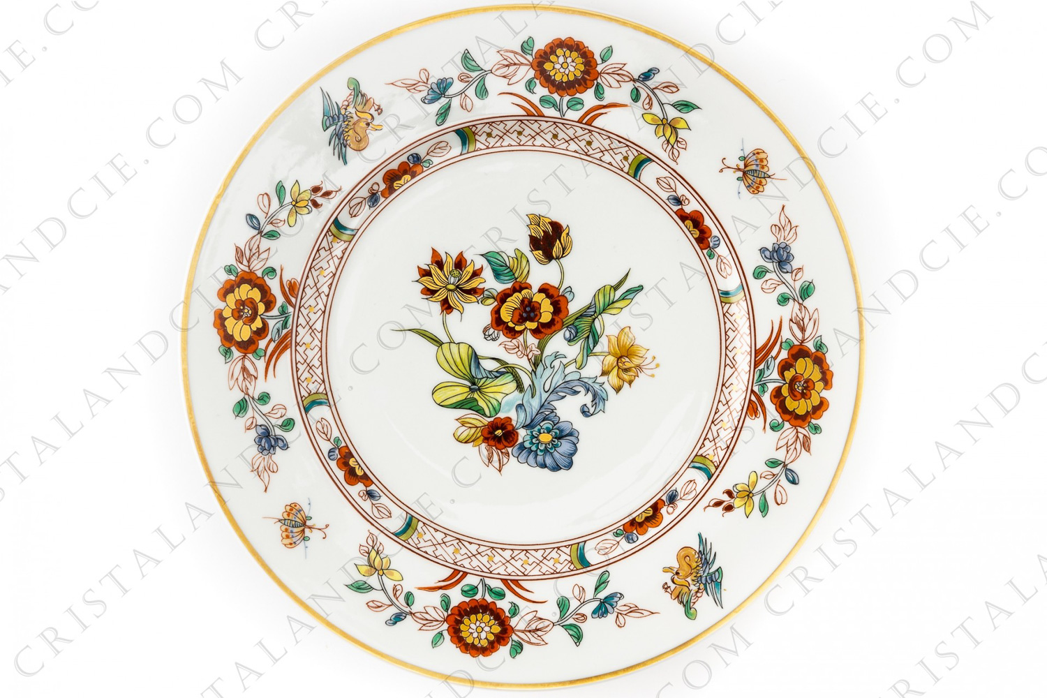 Paire d assiettes à dessert en porcelaine de Limoges de la maison Haviland à décor de fleurs polychromes photo-1