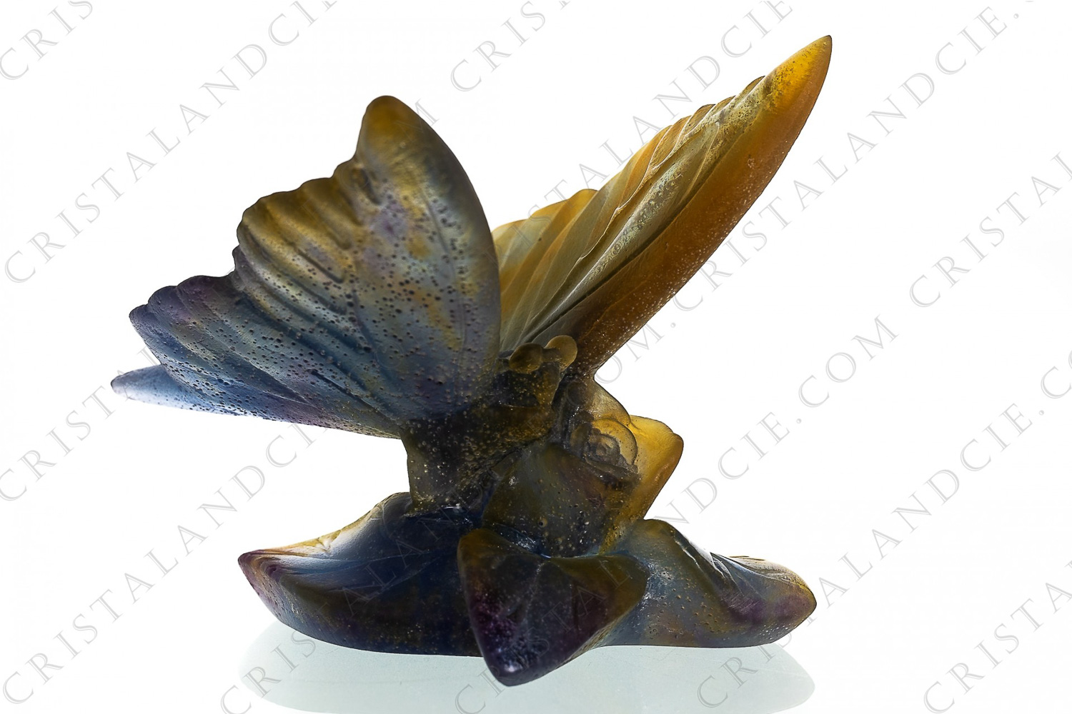 Butterfly in blue and orange pate de verre by Daum collection Papillons photo-1