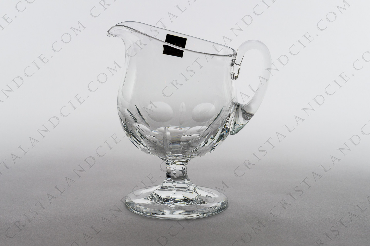 Water jug in crystal by Lalique pattern Chambord with a carved decor of flat cuts on the bottom of the belly and on the foot photo-1